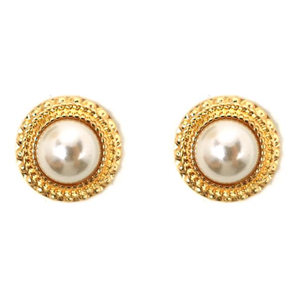 ROUND SHAPE WITH PEARL POST EARRING