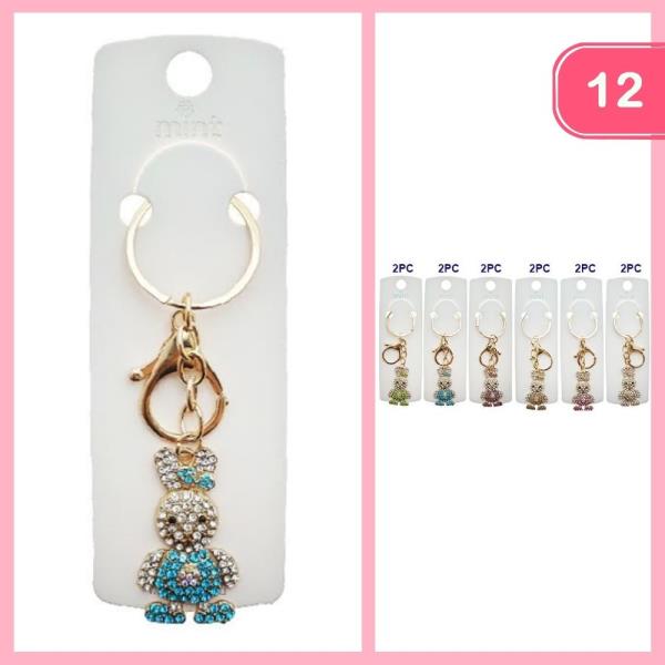 RHINESTONE BUNNY KEYCHAIN (12 UNITS)
