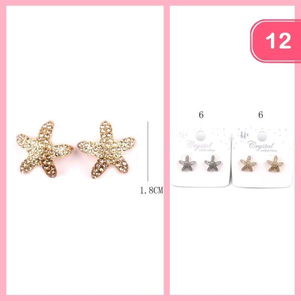RHINESTONE STARFISH POST EARRINGS (12 UNITS)