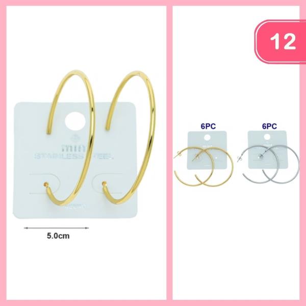 STAINLESS STEEL HOOP EARRINGS (12 UNITS)