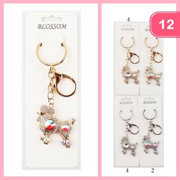 RHINESTONE DOG KEYCHAIN (12 UNITS)