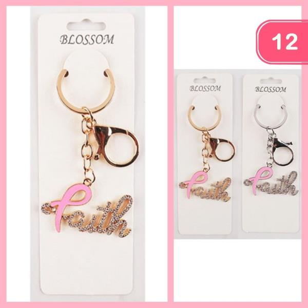 BREAST CANCER FAITH KEYCHAIN (12 UNITS)