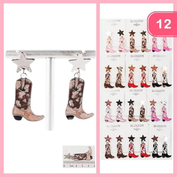 WESTERN BOOT DANGLE EARRINGS (12 UNITS)
