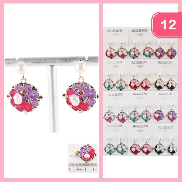 PEARL FLORAL DROP EARRINGS (12 UNITS)
