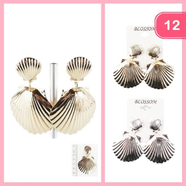 SEASHELL POST DANGLE EARRINGS (12 UNITS)