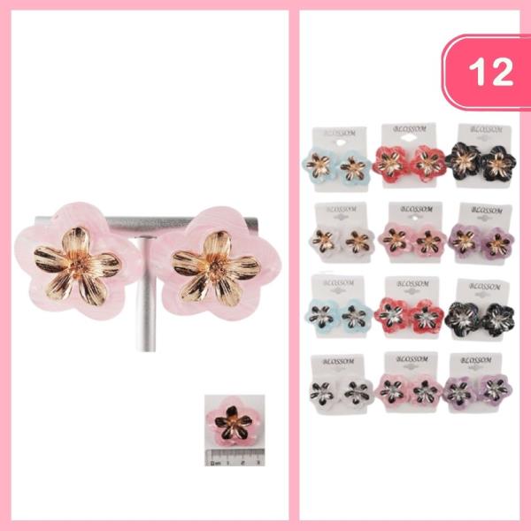 FLOWER POST EARRINGS (12 UNITS)