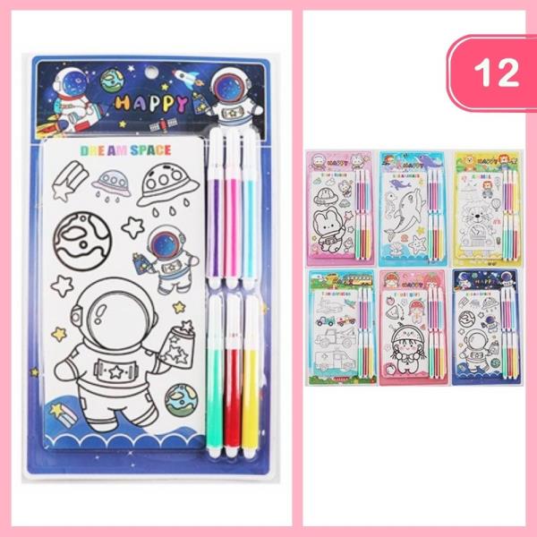 MIXED MINI COLORING SET FOR KIDS (12 UNITS)