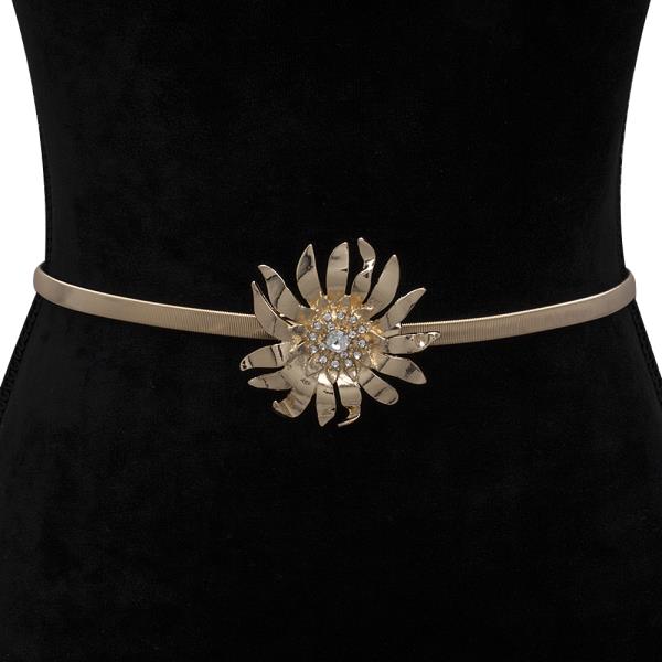 SUNFLOWER RHINESTONE METAL ELASTIC BELT