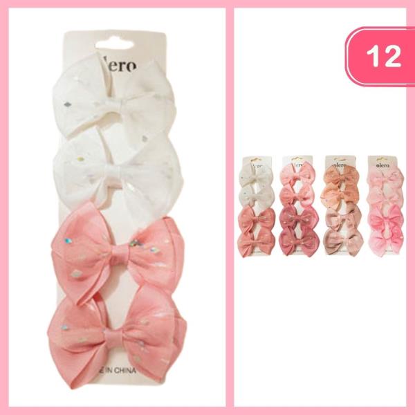 RIBBON HAIR BOWS PIN (12 UNITS)