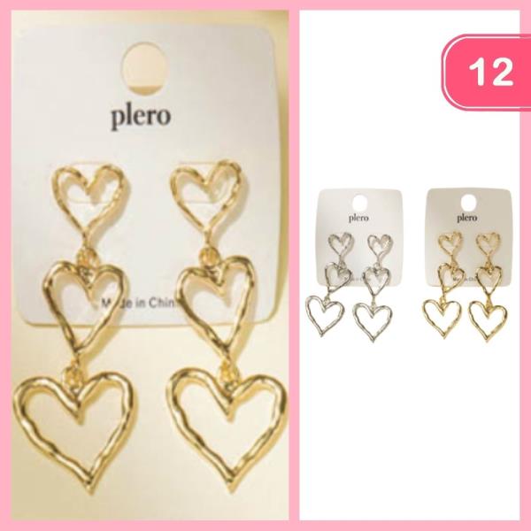 METAL FLOWER DANGLE EARRING (12 UNITS)