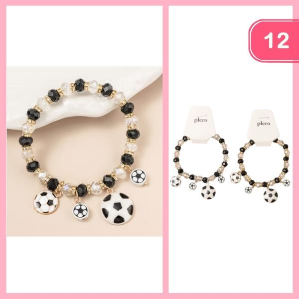 BEADED SOCCER CHARM BRACELET (12 UNITS)