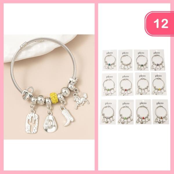 STAINLESS STEEL WESTERN CHARM BRACELET (12 UNITS)