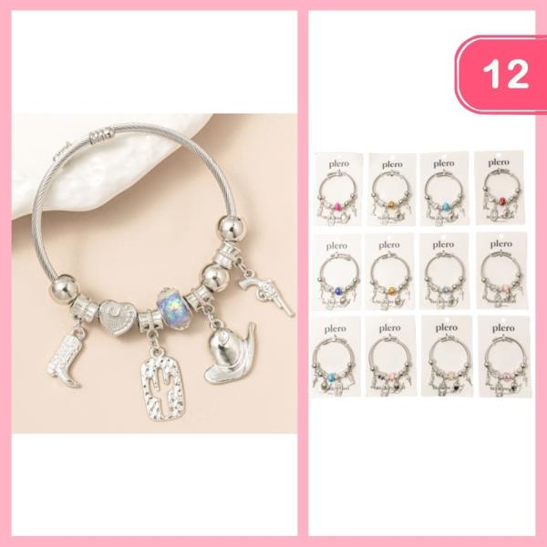 STAINLESS WESTERN CHARM BRACELET (12 UNITS)