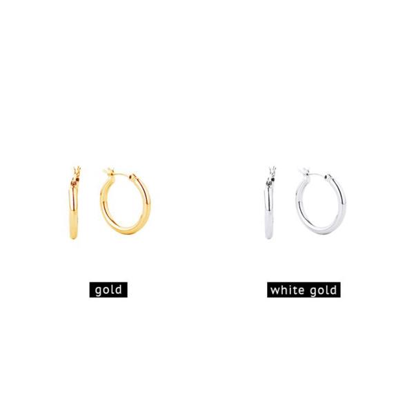 WATER RESISTANT PLATING 14K GOLD WHITE GOLD DIPPED PIN CATCH HOOP EARRING