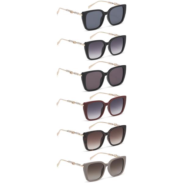 CHIC RHINESTONE SIDE SQUARE SUNGLASSES 1DZ