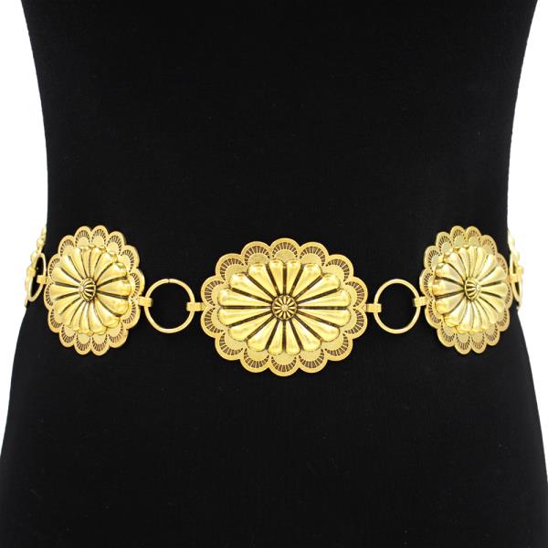 METAL FLORAL CONCHO CHAIN BELT