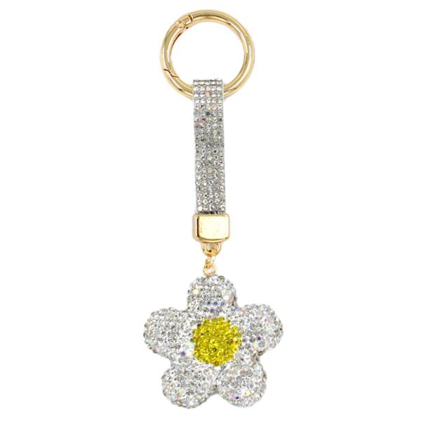 RHINESTONE DAISY BAG CHARM KEYCHAIN