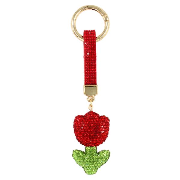 RHINESTONE TULIP BAG CHARM KEYCHAIN