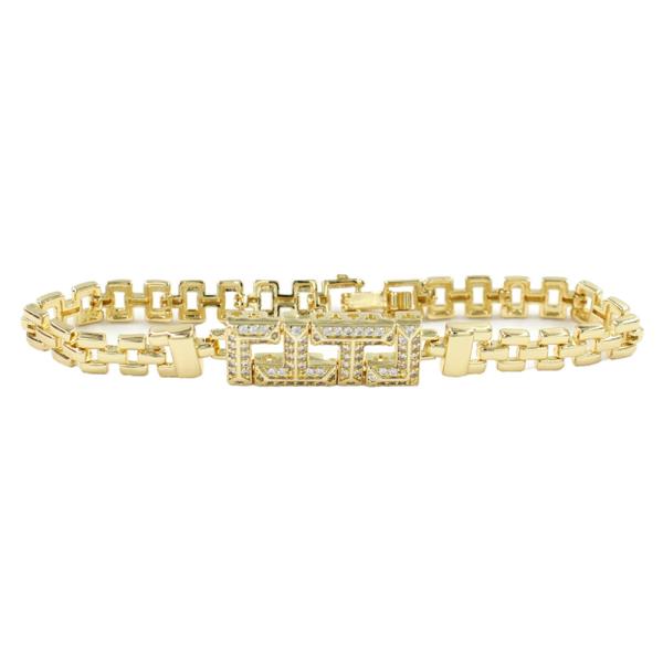 PAVE BOX LINK CHAIN BOX CLASP BRACELET