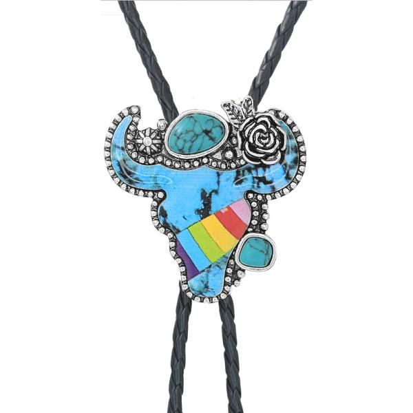WESTERN SEMI STONE NAVAJO PRINT NECKLACE