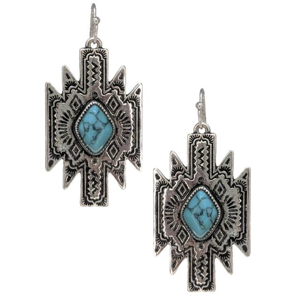 WESTERN HAND STONE AZTEK EARRINGS