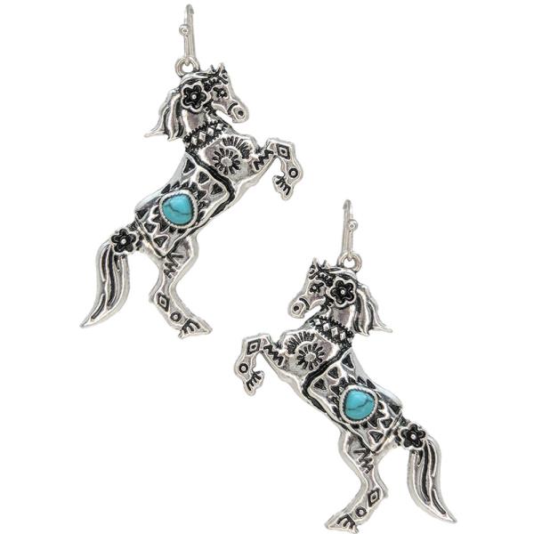 WESTERN GARDEN HAND STONE HORSE EARRING