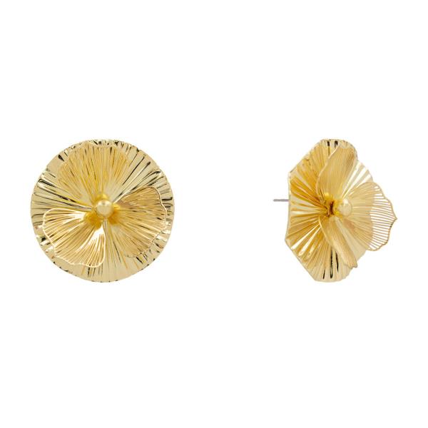 METAL TEXTURED DISC STUD EARRING
