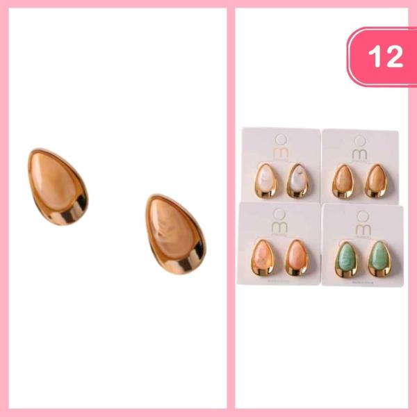 MARBLE NESTLED TEARDROP EARRING (12 UNITS)
