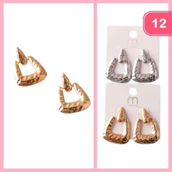 HAMMERED PIN COWBELL DOOR KNOCKING EARRINGS (12 UNITS)