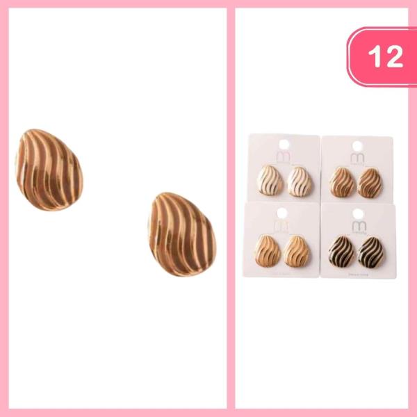 ENAMEL WAVY EGG BUTTON EARRING (12 UNITS)