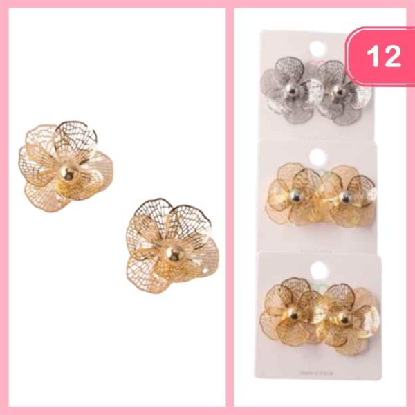 STRIPE BUTTERCUP BEAD FILIGREE EARRINGS (12 UNITS)