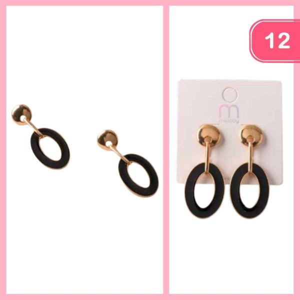 ENAMEL OVAL LINK DROP EARRINGS (12 UNITS)