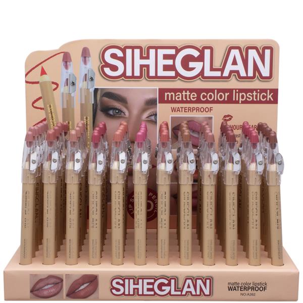 MATTE COLOR LIPSTICK PENCIL W SHARPENER (72 UNITS)