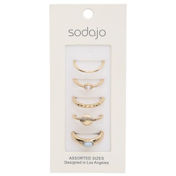 SODAJO ASSORTED METAL PEARL STONE RING SET