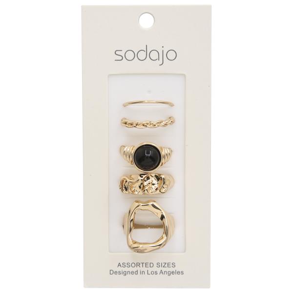 SODAJO ASSORTED METAL STONE RING SET