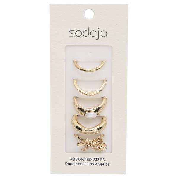 SODAJO ASSORTED METAL PEARL RING SET