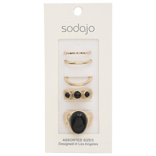SODAJO ASSORTED METAL STONE RING SET