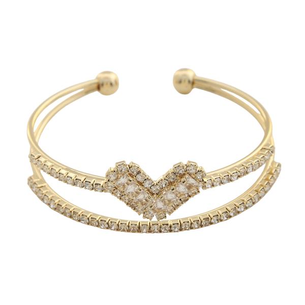 SODAJO LAYER RHINESTONE HEART CUFF GOLD DIPPED BRACELET