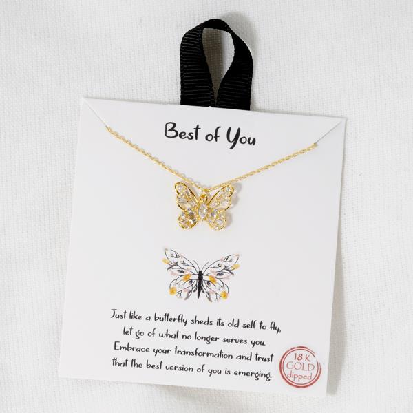 18K GOLD RHODIUM BEST OF YOU BUTTERFLY PENDANT NECKLACE