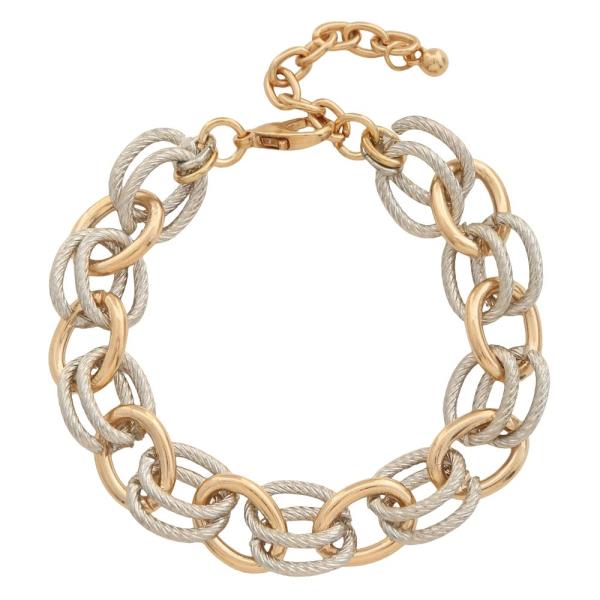 TWO TONE OVAL LINK CHAIN BRACELET