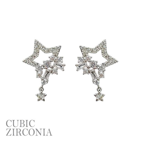 RHINESTONE CZ STAR DROP POST EARRING