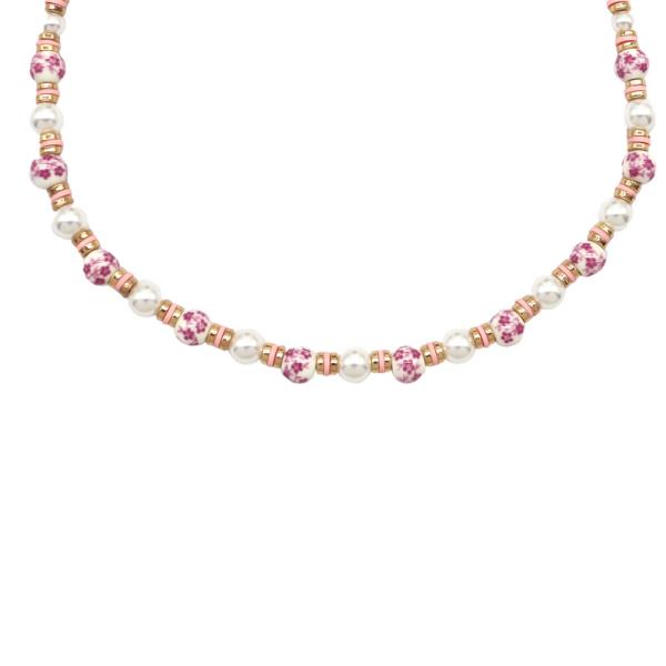 MARBLED BEADED PEARL NECKLACE