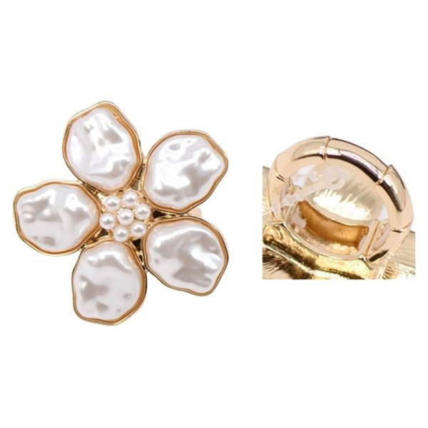 METAL PEARL FLOWER RING