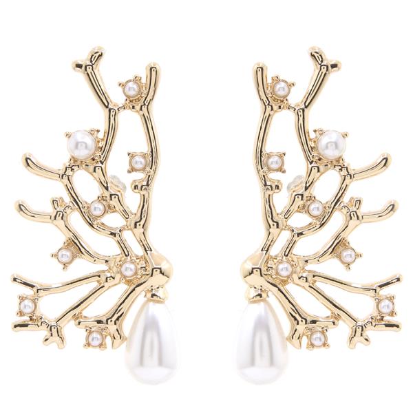 METAL CORAL PEARL STUD EARRING