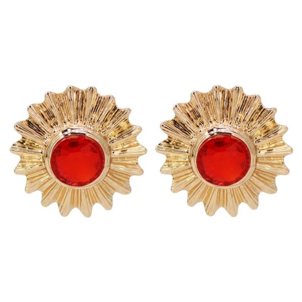 METAL GEMSTONE SUNBURST POST EARRING