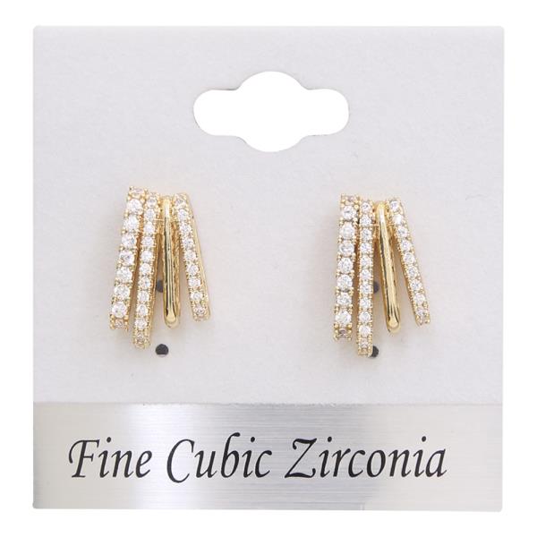 14K GOLD PLATED WITH CLEAR CZ EARRINGS