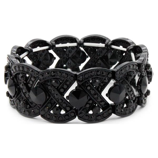 BLACK PLATED CRYSTAL STRETCH BRACELET