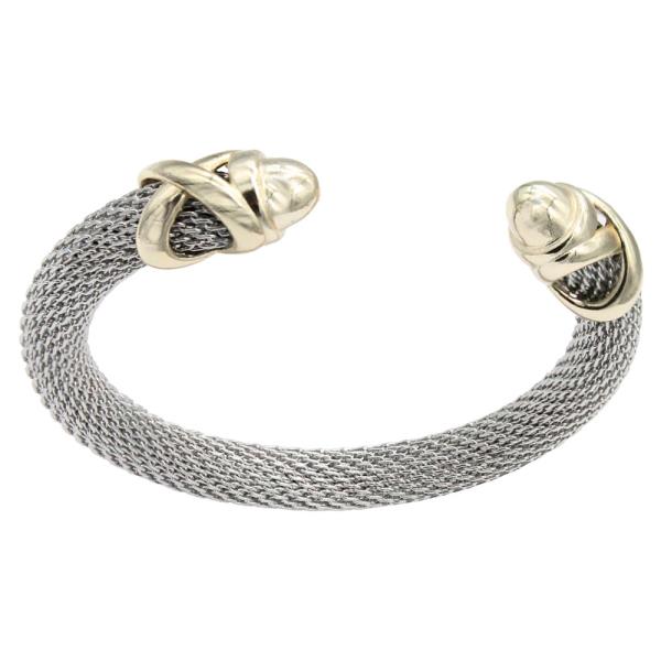 14K GOLD TWO TONE CUFF CABLE BRACELET