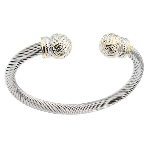 14K GOLD PLATED 2-TONE 6 MM DOUBLE CABLE BRACELETS