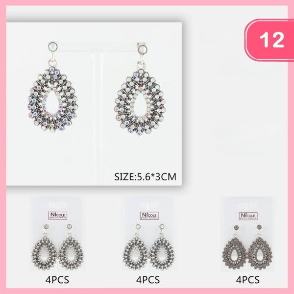 RHINESTONE DANGLE EARRING (12 UNITS)